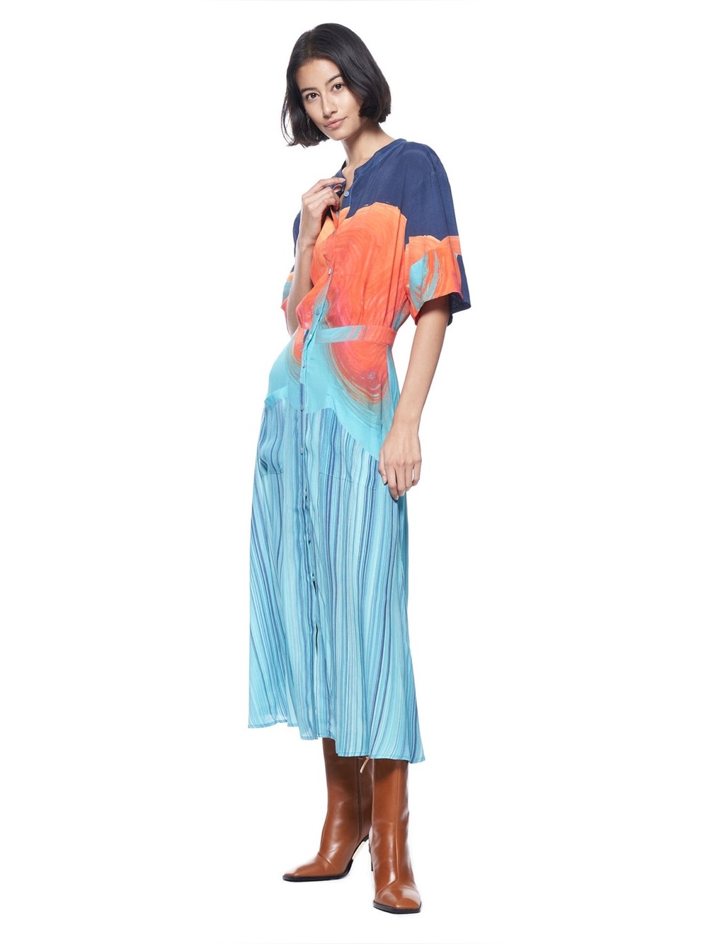 *New* The Kit Conor Shirtdress in Striped Baja Swirl, Size 0